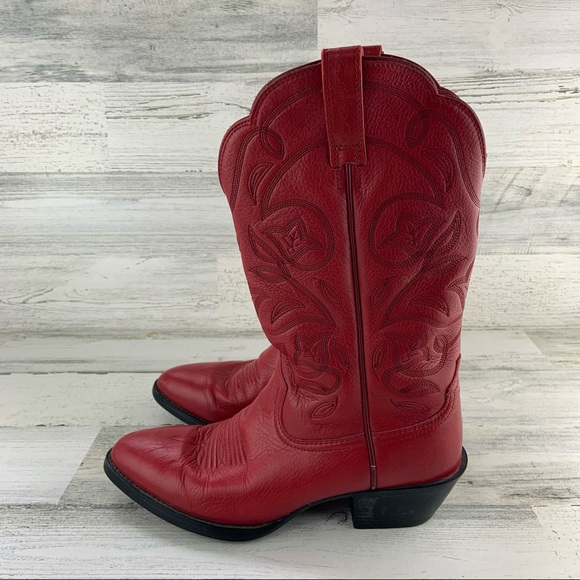 Ariat Shoes - ARIAT Red Leather Heritage Western Boots Size 7B